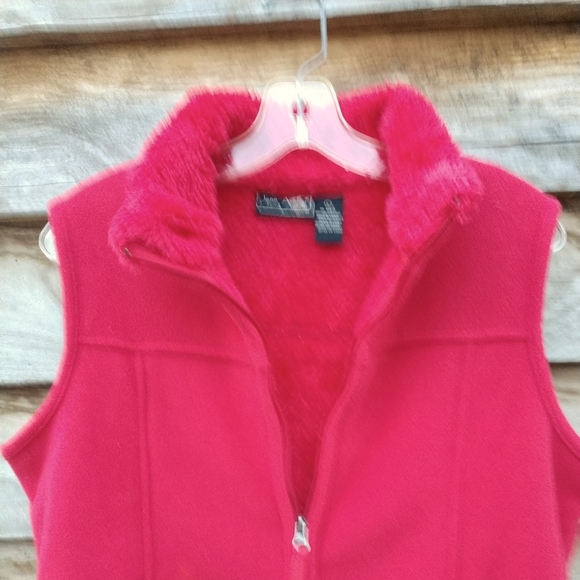 Women's Vest Jane Ashley Casual Sherpa Fleece Zip Up Vest Red Size Large - Picture 10 of 10
